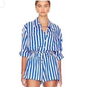 Faithfull the Brand Blue and White Striped Garment